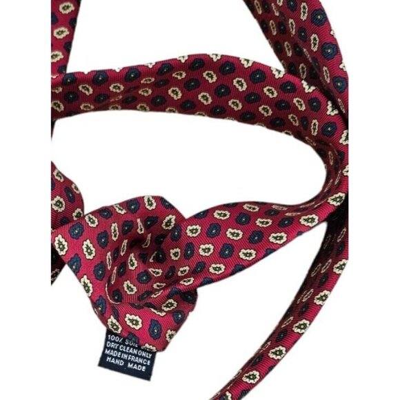 BREUER Men's 100% Silk Necktie LUXURY Tie Red Paisley W:3.6" EUC - Picture 3 of 4